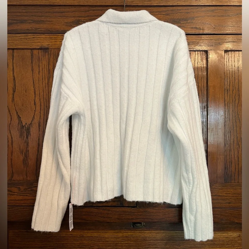 NWT Topshop Knit Collar Button Down Cardigan in Ivory, Medium 8/10